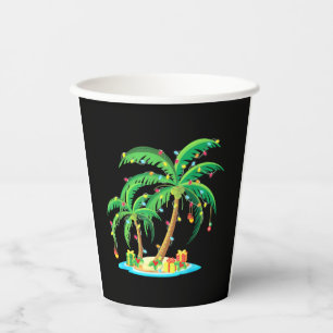 Christmas Palm Tree Tropical Xmas Gift Coconut Paper Cups