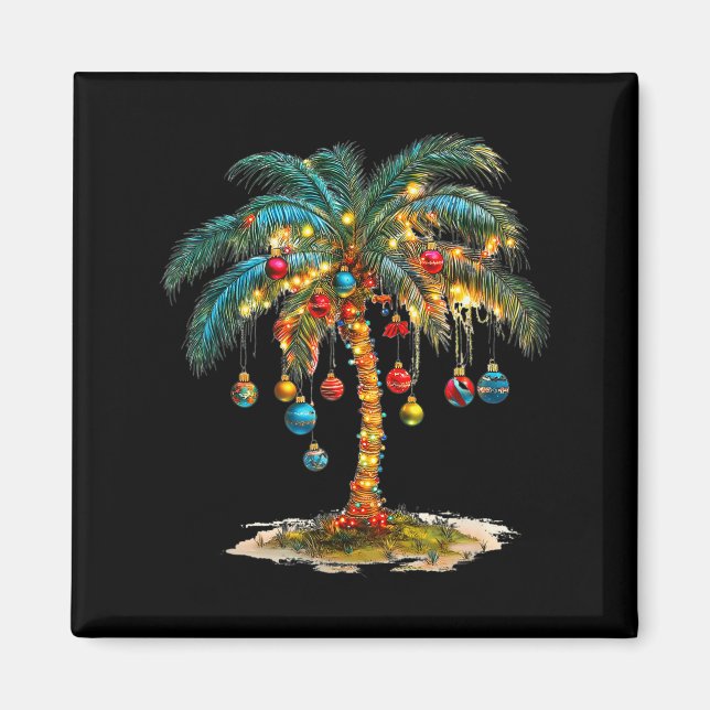 Christmas Palm Tree Women Funny Hawaiian Beach Tro Magnet (Front)