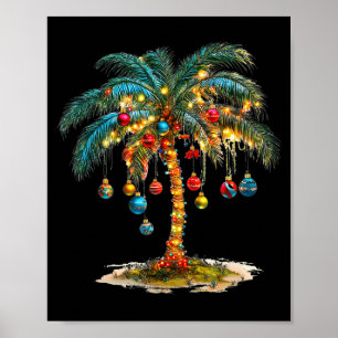 Christmas Palm Tree Women Funny Hawaiian Beach Tro Poster