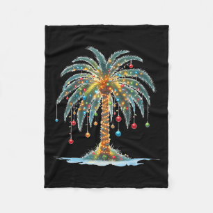 Christmas Palm Tree Xmas Light Matching Family Hol Fleece Blanket