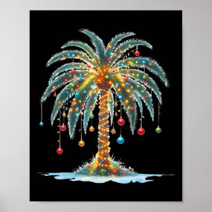 Christmas Palm Tree Xmas Light Matching Family Hol Poster