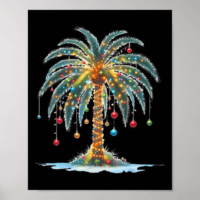 Christmas Palm Tree Xmas Light Matching Family Hol Poster (Front)