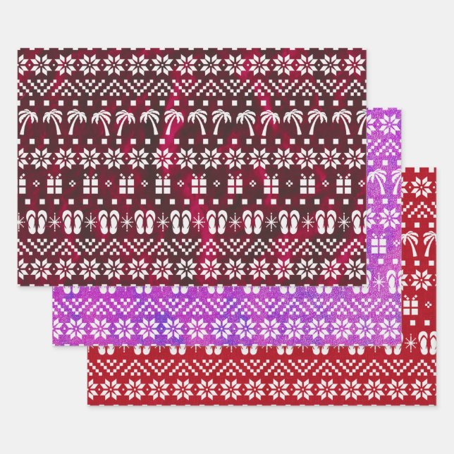 Christmas Palm Trees and Flip Flops Wrapping Paper Sheet (Set)