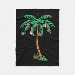 Christmas Palm Xmas Tree Tropical Beach Hawaii Wom Fleece Blanket