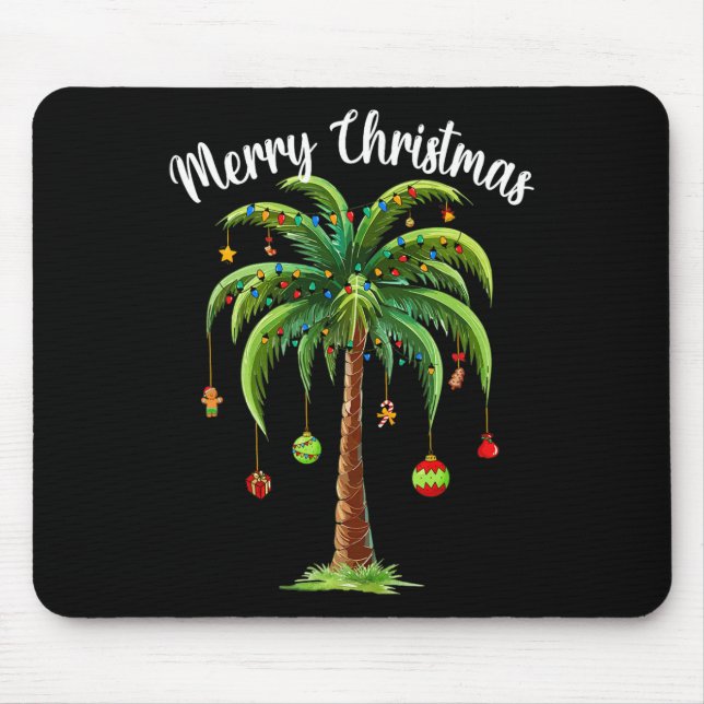 Christmas Palm Xmas Tree Tropical Beach Hawaii Wom Mouse Mat (Front)