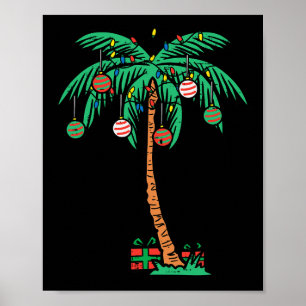 Christmas Palm Xmas Tree Tropical Beach Hawaii Wom Poster