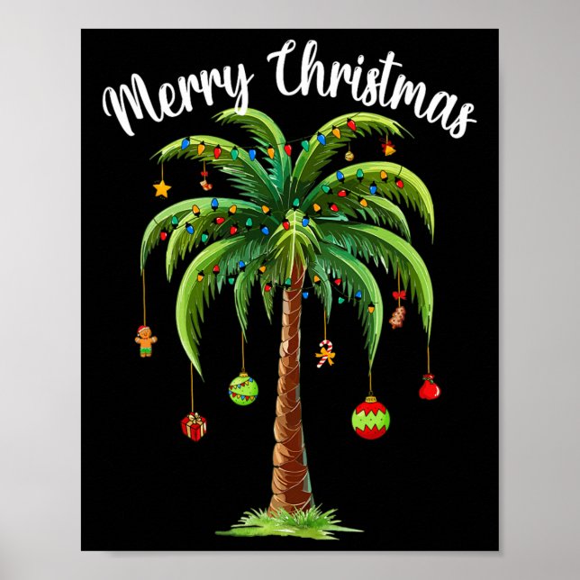 Christmas Palm Xmas Tree Tropical Beach Hawaii Wom Poster (Front)