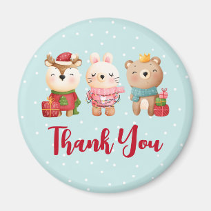 Christmas Pals - Reindeer, Bear & Rabbit Thank You Magnet