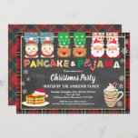 Christmas panackes and pyjamas party red plaid invitation<br><div class="desc">All text underneath "Pancake & Pajama" are editable.
Theme: Christmas pancakes and pyjamas
Occasion: Christmas party,  holiday celebration,  kids birthday,  housewarming
Style: cute,  fun
Colours: red,  green,  grey,  festive colours
Graphics: chalkboard,  red flannel,  pancake,  Christmas pajama,  Santa Claus,  reindeer,  snowman,  hot cocoa,  colourful typography.</div>