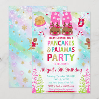 Christmas Pancakes and Pyjamas Birthday Invitation