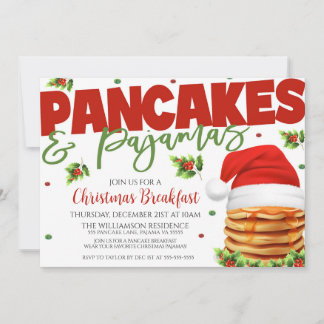 Christmas Pancakes And Pyjamas Party Invitation