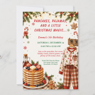 Christmas Pancakes & Pyjamas Birthday Party Invitation