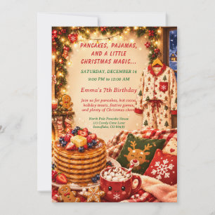 Christmas Pancakes & Pyjamas Birthday Party Invitation