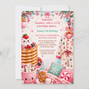Christmas Pancakes & Pyjamas Birthday Party Invitation