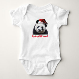 Christmas Panda Bear Baby Bodysuit