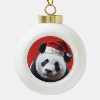 Christmas Panda Bear Ceramic Ball Christmas Ornament