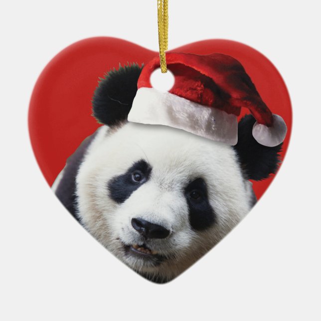 Christmas Panda Bear Ceramic Tree Decoration (Front)