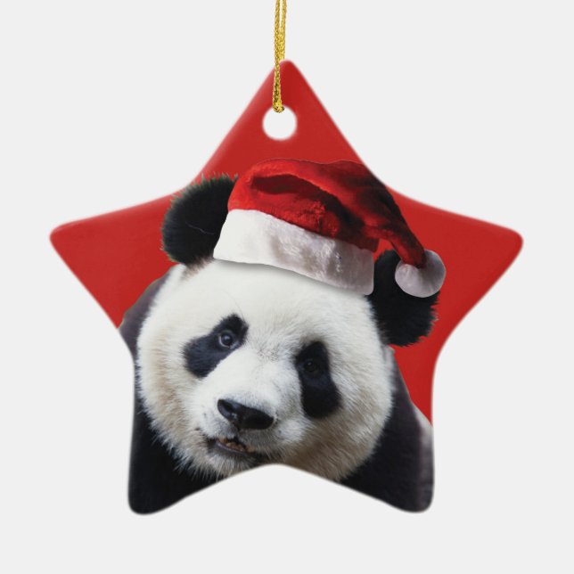 Christmas Panda Bear Ceramic Tree Decoration (Front)