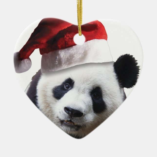 Christmas Panda Bear Ceramic Tree Decoration (Front)