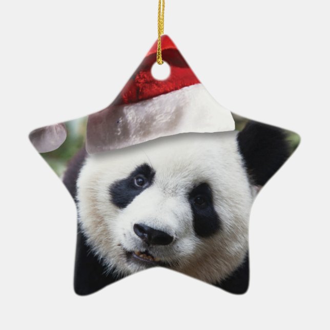 Christmas Panda Bear Ceramic Tree Decoration (Front)