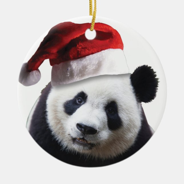 Christmas Panda Bear Ceramic Tree Decoration (Front)
