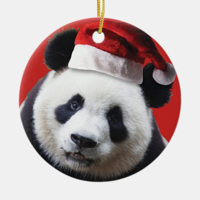 Christmas Panda Bear Ceramic Tree Decoration (Front)