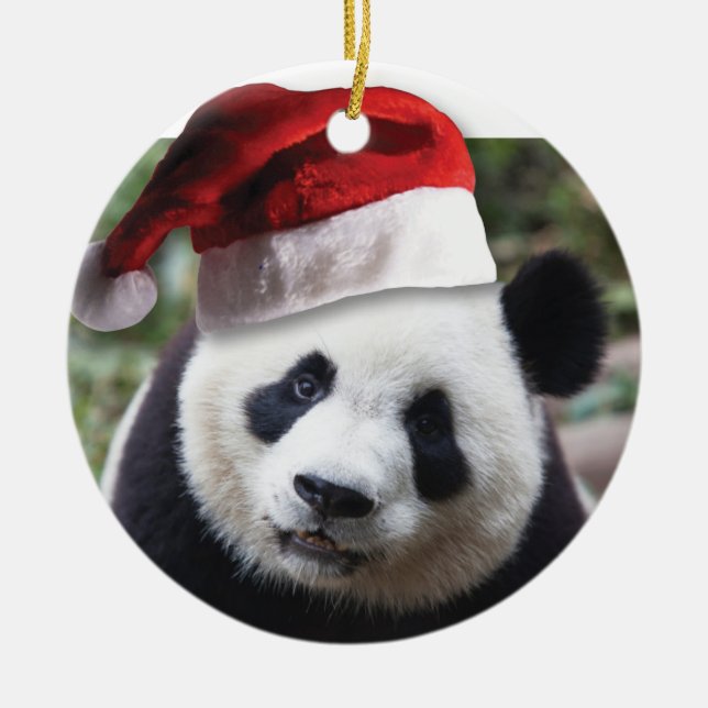 Christmas Panda Bear Ceramic Tree Decoration (Front)