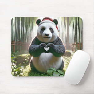 Christmas Panda Bear In Bamboo Forest Mouse Mat