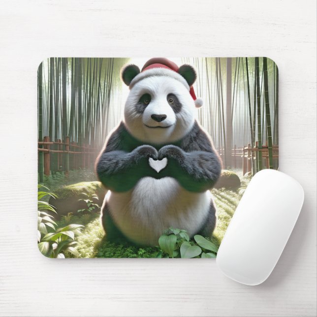 Christmas Panda Bear In Bamboo Forest Mouse Mat (With Mouse)