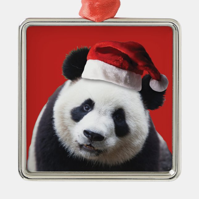Christmas Panda Bear Metal Tree Decoration (Front)