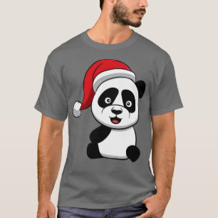 Christmas Panda Bear Santas Hat Cute Christmas T-Shirt