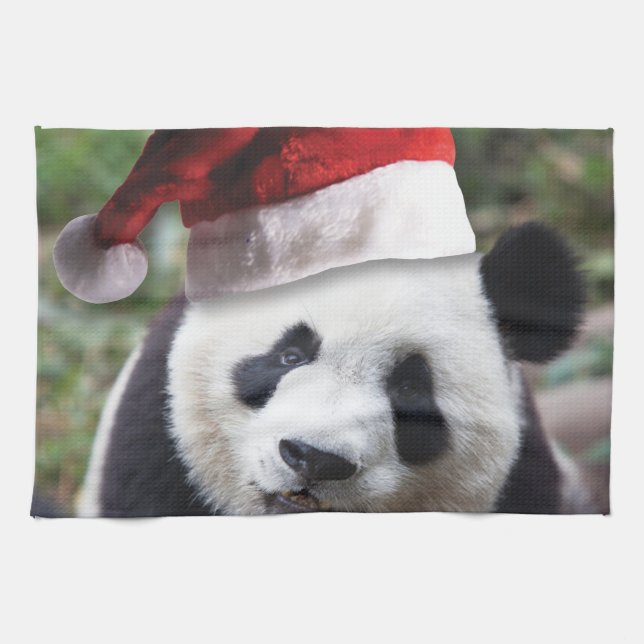 Christmas Panda Bear Tea Towel (Horizontal)