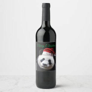 Christmas PANDA bEAR Wine Label