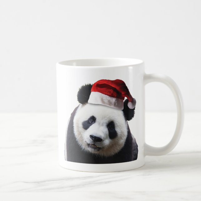 Christmas Panda Bear with Santa Hat Coffee Mug (Right)
