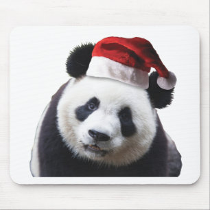 Christmas Panda Bear with Santa Hat Mouse Mat