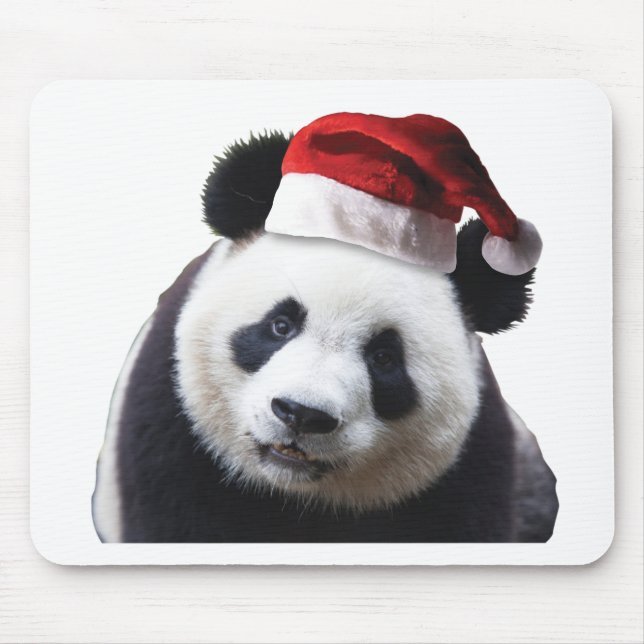Christmas Panda Bear with Santa Hat Mouse Mat (Front)