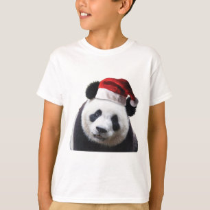 Christmas Panda Bear with Santa Hat T-Shirt