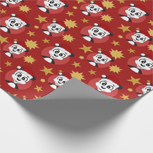 Christmas panda cartoon wrapping paper (Corner)