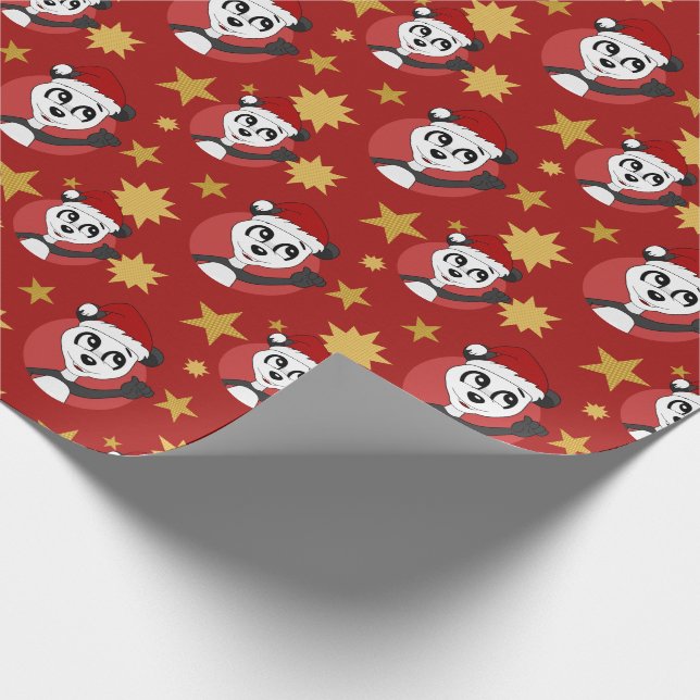 Christmas panda cartoon wrapping paper (Corner)