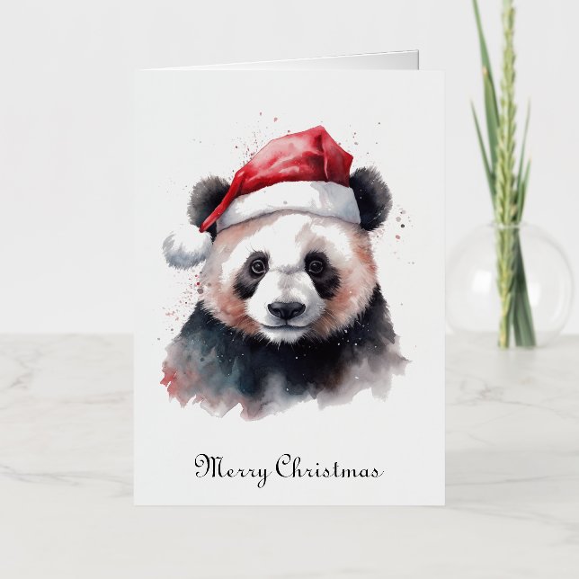 Christmas Panda customisable Foil Holiday Card (Front)