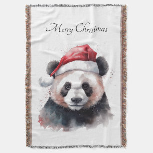 Christmas Panda, customisable Throw Blanket