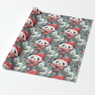 Christmas Panda Design Wrapping Paper