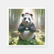 Christmas Panda Forming a Heart