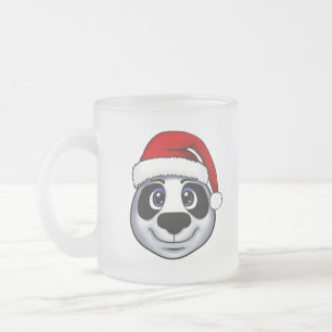 Christmas Panda Frosted Glass Coffee Mug