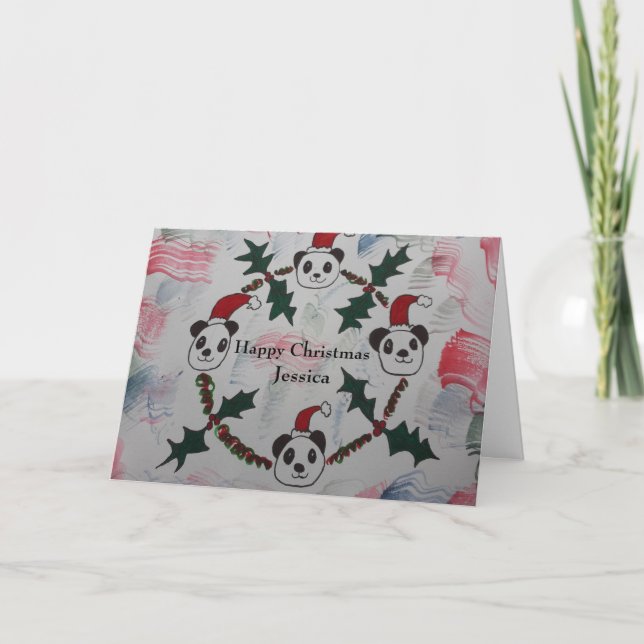 Christmas Panda Holiday Card (Front)