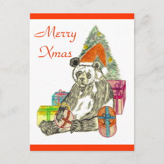 Christmas Panda Holiday Postcard
