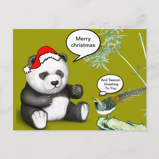 Christmas Panda Holiday Postcard (Front)