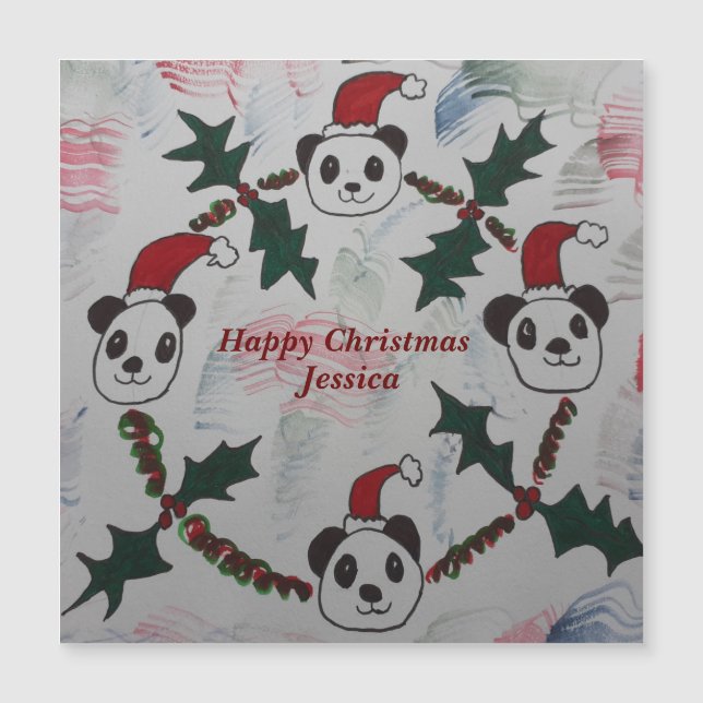 Christmas Panda Magnetic Card (Front)