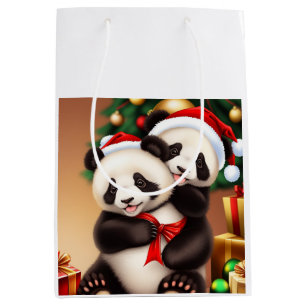 Christmas panda medium gift bag