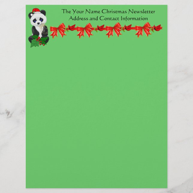 Christmas Panda Personalized Letterhead (Front)